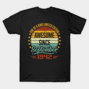 80 Year Old Awesome Since September 1942 Gift 80th Birthday T-Shirt